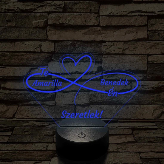 Végtelen Szerelem – „Te & Én” – 7 színű, színváltós 3D LED lámpa