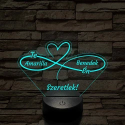 Végtelen Szerelem – „Te & Én” – 7 színű, színváltós 3D LED lámpa
