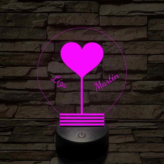 Közös fényünk - 7 színű, színváltós 3D LED lámpa