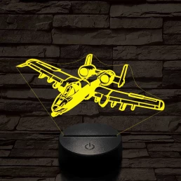 A-10 vadász-bombázó 7 színű 3D led lámpa