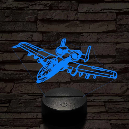 A-10 vadász-bombázó 7 színű 3D led lámpa