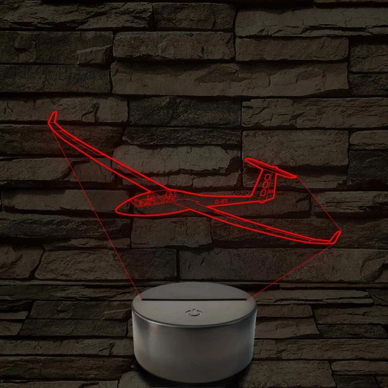 Vitorlázórepülő – 7 színű, színváltós 3D LED lámpa