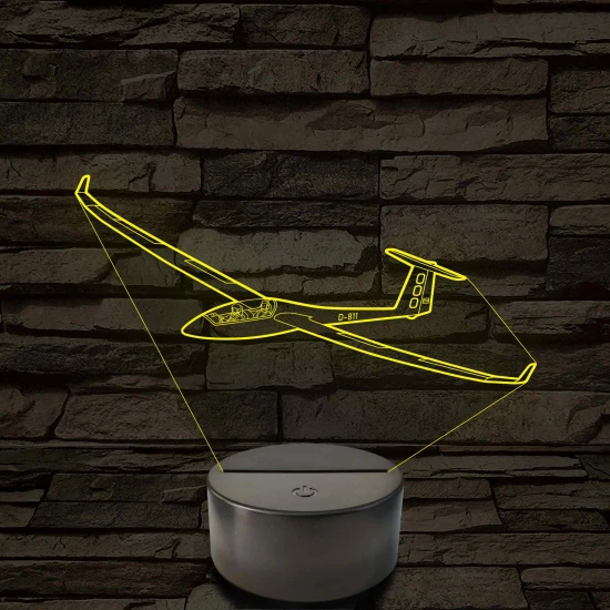 Vitorlázórepülő – 7 színű, színváltós 3D LED lámpa