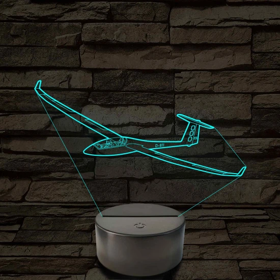 Vitorlázórepülő – 7 színű, színváltós 3D LED lámpa