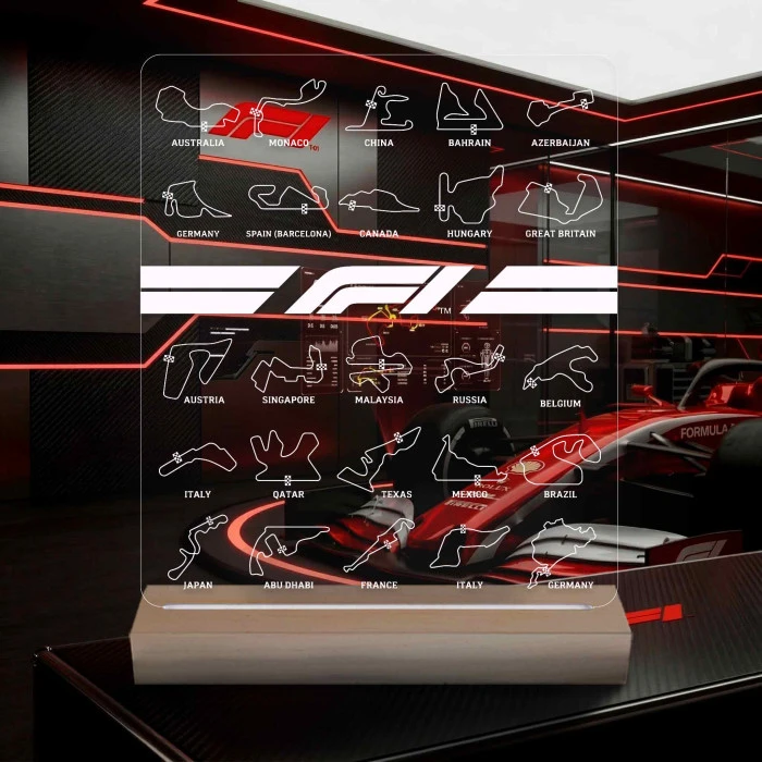 A Bajnokság Nyomában – F1 Versenypályák 7 színű, színváltós 3D LED lámpa