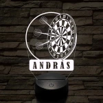 Személyre szabott műanyag talpas Darts Célpont 3D illúzió led lámpa – Választható Gravírozott Névvel