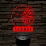 Személyre szabott műanyag talpas Darts Célpont 3D illúzió led lámpa – Választható Gravírozott Névvel
