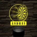 Személyre szabott műanyag talpas Darts Célpont 3D illúzió led lámpa – Választható Gravírozott Névvel