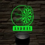 Személyre szabott műanyag talpas Darts Célpont 3D illúzió led lámpa – Választható Gravírozott Névvel