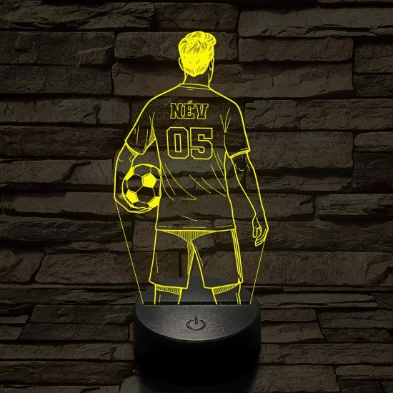 Focista fiú – Névvel és Számmal kérhető 7 színű 3D led lámpa