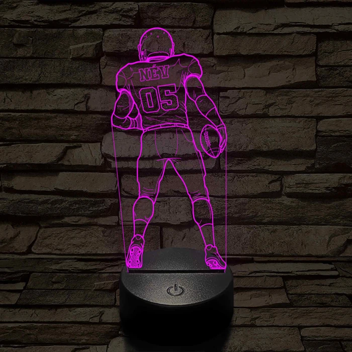 Amerikai Focista – Névvel és Számmal kérhető 7 színű 3D led lámpa