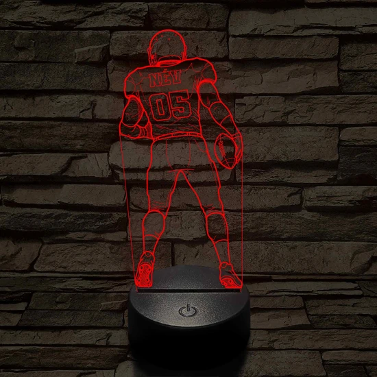 Amerikai Focista – Névvel és Számmal kérhető 7 színű 3D led lámpa