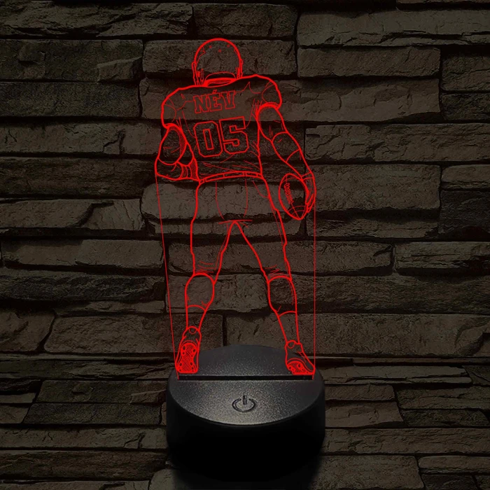 Amerikai Focista – Névvel és Számmal kérhető 7 színű 3D led lámpa