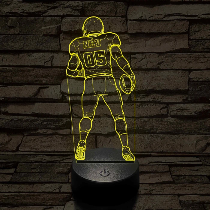 Amerikai Focista – Névvel és Számmal kérhető 7 színű 3D led lámpa