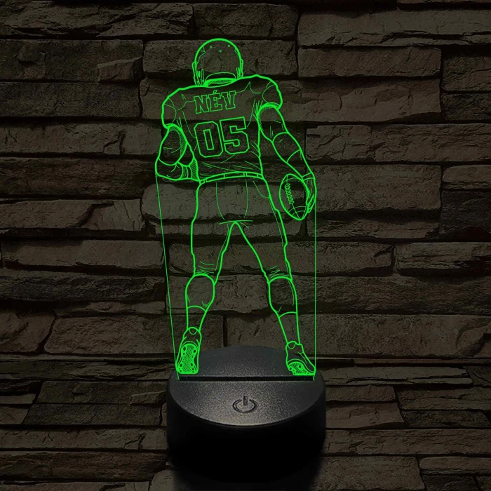 Amerikai Focista – Névvel és Számmal kérhető 7 színű 3D led lámpa