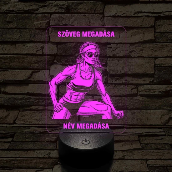 Napszemüveges Fitnesz Nő – 7 színű, színváltós 3D LED lámpa