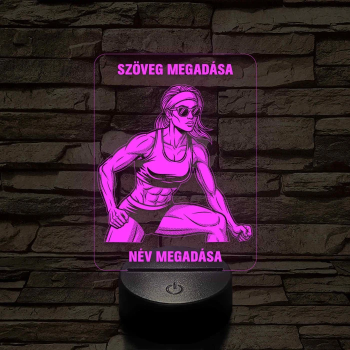 Napszemüveges Fitnesz Nő – 7 színű, színváltós 3D LED lámpa