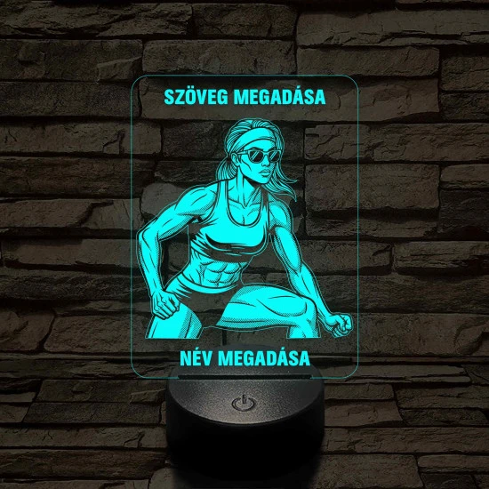 Napszemüveges Fitnesz Nő – 7 színű, színváltós 3D LED lámpa