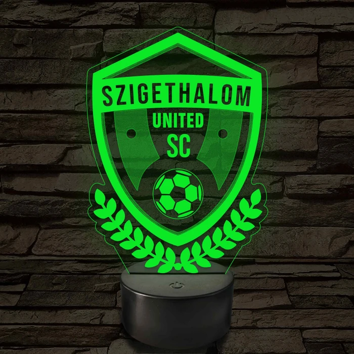 Szigethalom United SE címer – 7 színű, színváltós LED lámpa
