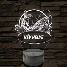 Csuka és horgász – Névvel kérhető 7 színű 3D led lámpa