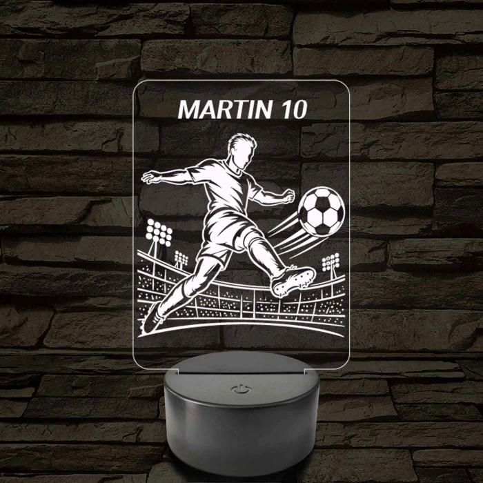 Stadion Focista fiú – Névvel és Számmal kérhető 7 színű 3D led lámpa