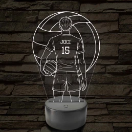 Röplabdás fiú – Névvel és Számmal kérhető 7 színű 3D led lámpa