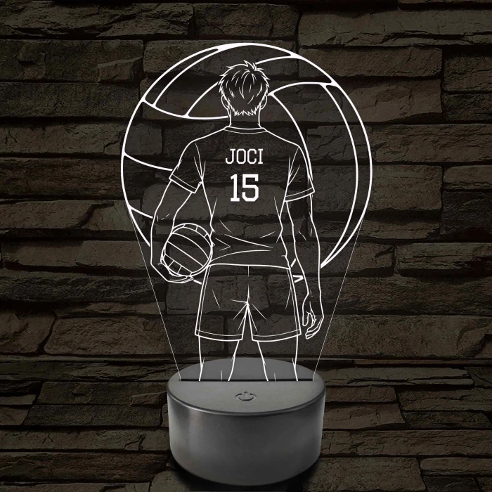 Röplabdás fiú – Névvel és Számmal kérhető 7 színű 3D led lámpa