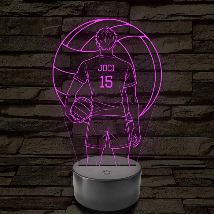 Röplabdás fiú – Névvel és Számmal kérhető 7 színű 3D led lámpa