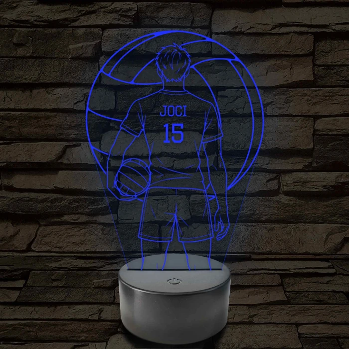 Röplabdás fiú – Névvel és Számmal kérhető 7 színű 3D led lámpa