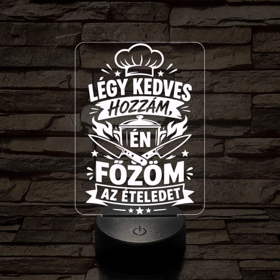 Szakács szakma lámpa – 7 színű, színváltós 3D LED lámpa