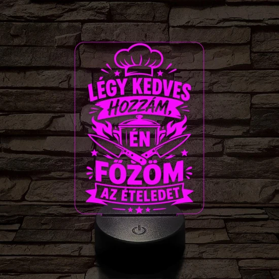 Szakács szakma lámpa – 7 színű, színváltós 3D LED lámpa
