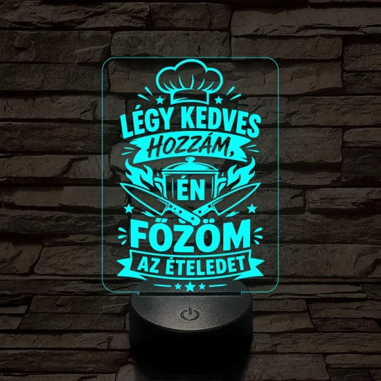 Szakács szakma lámpa – 7 színű, színváltós 3D LED lámpa