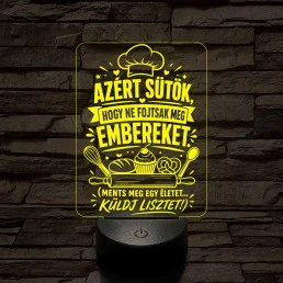 Cukrász szakma lámpa – 7 színű, színváltós 3D LED lámpa
