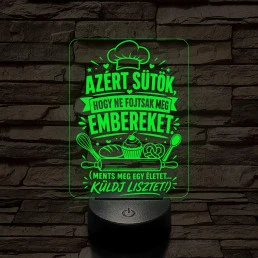 Cukrász szakma lámpa – 7 színű, színváltós 3D LED lámpa