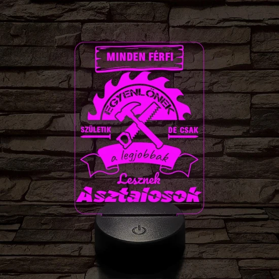 Asztalos szakma lámpa – 7 színű, színváltós 3D LED lámpa