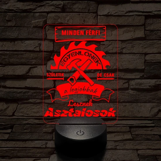 Asztalos szakma lámpa – 7 színű, színváltós 3D LED lámpa