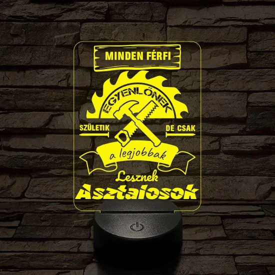 Asztalos szakma lámpa – 7 színű, színváltós 3D LED lámpa