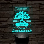 Asztalos szakma lámpa – 7 színű, színváltós 3D LED lámpa