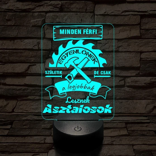 Asztalos szakma lámpa – 7 színű, színváltós 3D LED lámpa