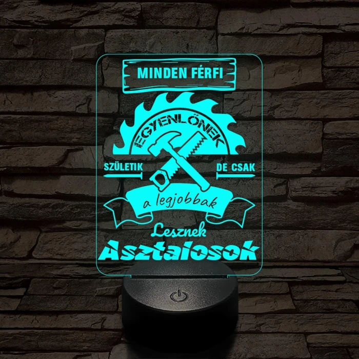Asztalos szakma lámpa – 7 színű, színváltós 3D LED lámpa