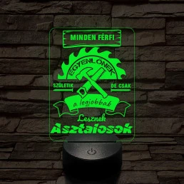 Asztalos szakma lámpa – 7 színű, színváltós 3D LED lámpa