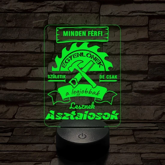 Asztalos szakma lámpa – 7 színű, színváltós 3D LED lámpa