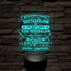 Autószerelő szakma lámpa – 7 színű, színváltós 3D LED lámpa