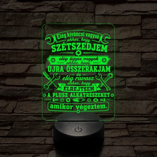 Autószerelő szakma lámpa – 7 színű, színváltós 3D LED lámpa