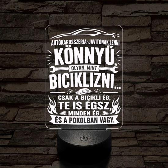 Autókarosszéria lakatos szakma lámpa – 7 színű, színváltós 3D LED lámpa