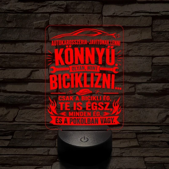 Autókarosszéria lakatos szakma lámpa – 7 színű, színváltós 3D LED lámpa