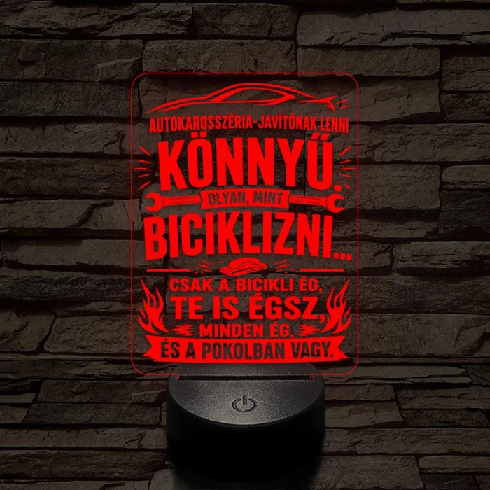 Autókarosszéria lakatos szakma lámpa – 7 színű, színváltós 3D LED lámpa