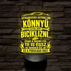 Autókarosszéria lakatos szakma lámpa – 7 színű, színváltós 3D LED lámpa
