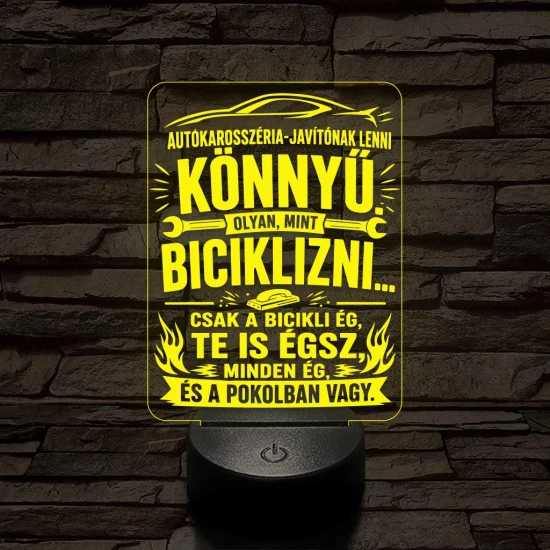 Autókarosszéria lakatos szakma lámpa – 7 színű, színváltós 3D LED lámpa