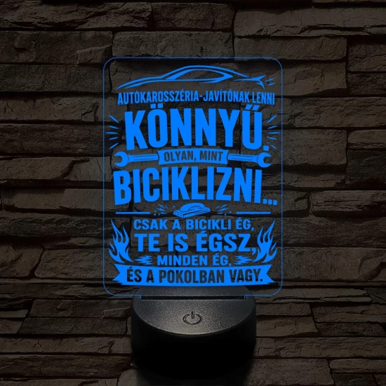 Autókarosszéria lakatos szakma lámpa – 7 színű, színváltós 3D LED lámpa